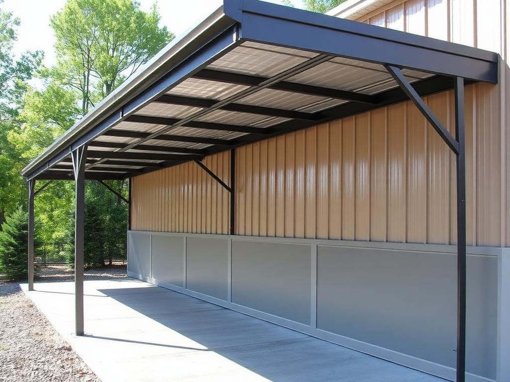 Contrasting wainscot panel band along the lower wall of a steel building