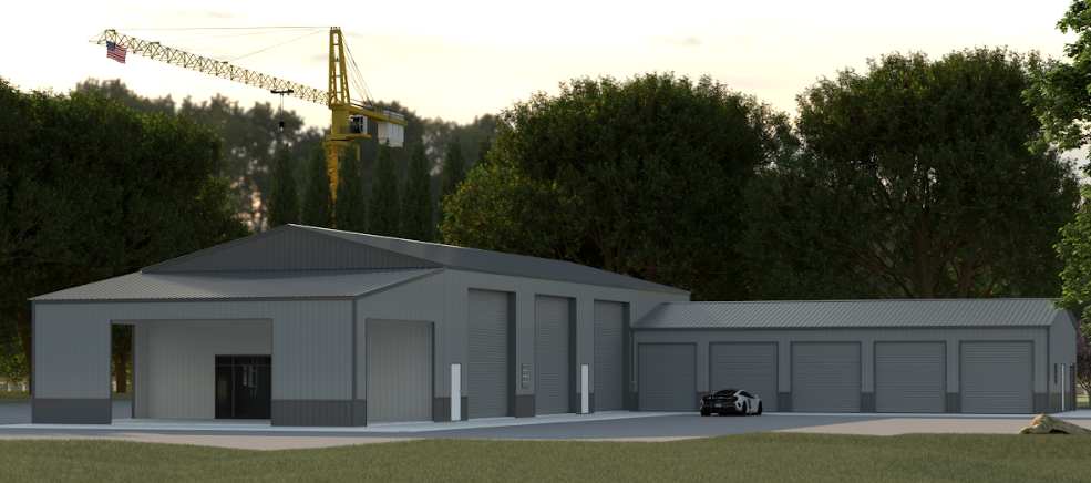 L-Shaped Building with Lean-To